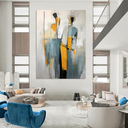 Custom Hand-Painted Abstract Mural for Living Room & Hotel LargeART1880