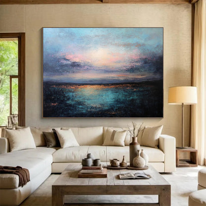 “Dreamy Coastal Sunset” - Blues, Pinks, Purples, Oranges, Ocean Sunset - Textured Oil Painting HB1573