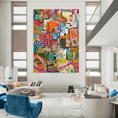 Custom Hand-Painted Abstract Artworks: Textured Wonders for Dining Room & Living Room DTP293