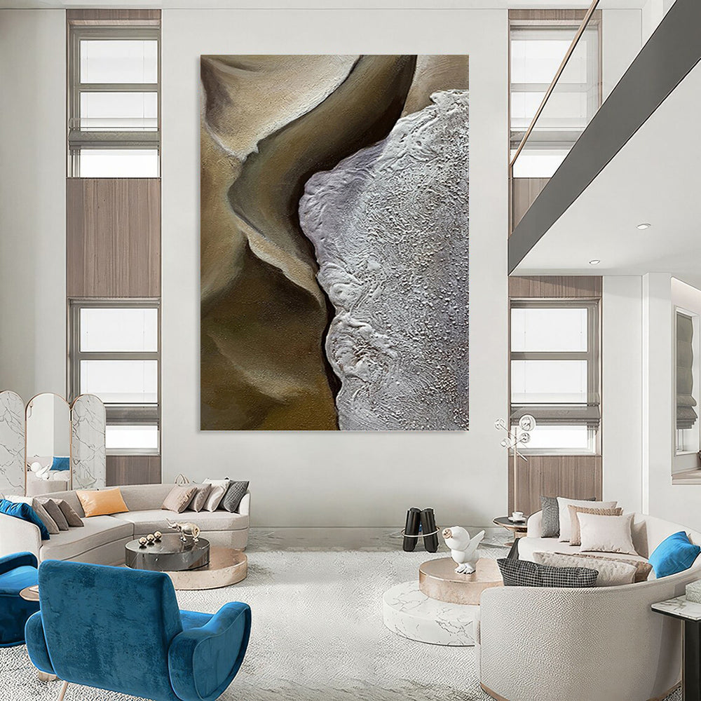 Large - Format Hand - Painted Custom Textured Abstract Painting for Entryway & Hotel Suite DKH0987