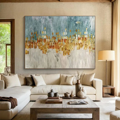 Alluring Original Immense Textured Hand - Applied Abstract Wall Mural for Captivating Focal Points DKH841