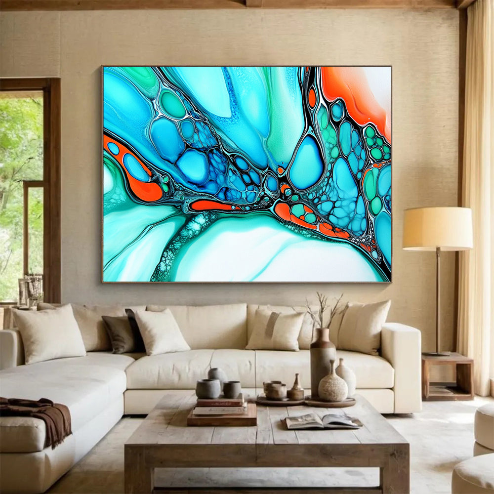 “Colorful Fluid Abstract” - Bright Palette, Fluid Art Patterns Painting On Canvas HB0880