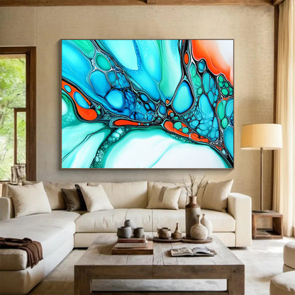 “Colorful Fluid Abstract” - Bright Palette, Fluid Art Patterns Painting On Canvas HB0880