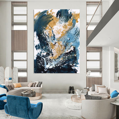 Custom Hand-Painted Abstract Paintings: Big Sizes & Textured Details for Living Room & Hallway DTP234