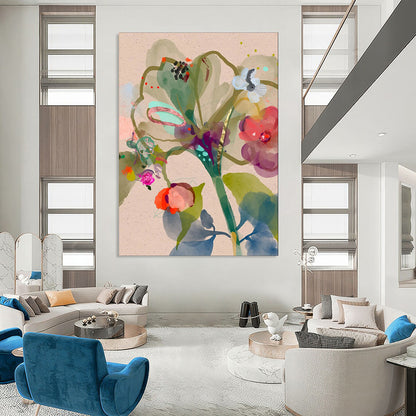 Large-Scale Hand-Painted Abstract Mural for Bedroom & Office LargeART1817