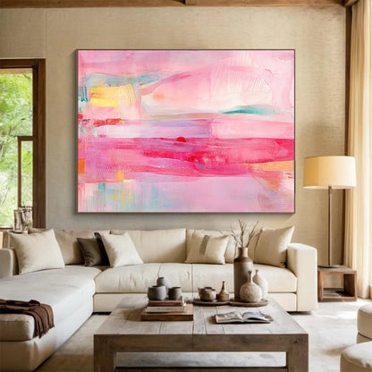 Pink and Colorful Abstract Layers - “Blush Dreams” Painting On Canvas HB1451