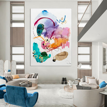 Large-Scale Hand-Painted Abstract Mural for Bedroom & Dining Room LargeART1869