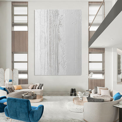 Contemporary hand-painted abstract artwork featuring textured surface fine lines thick impasto and vertical stripes to enhance your space. DLZ1754