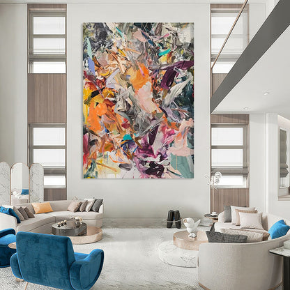 Volcanic Pulse: Immense - Scale Hand - Painted Custom Abstract Creation for Bedroom and Bar DTP098