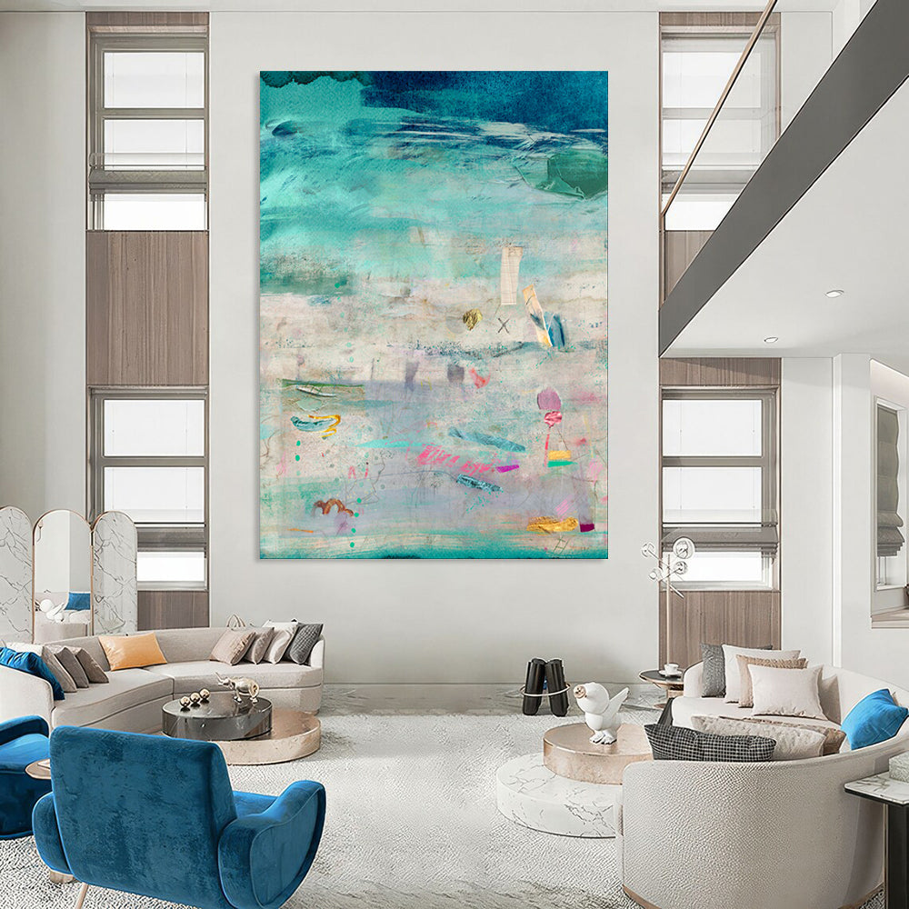 Large-Scale Hand-Painted Abstract Mural for Bedroom & Hallway LargeART1843