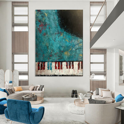 Edgy & Contemporary Hand-Painted Custom Abstract Painting for Bar & Entryway LargeART1998