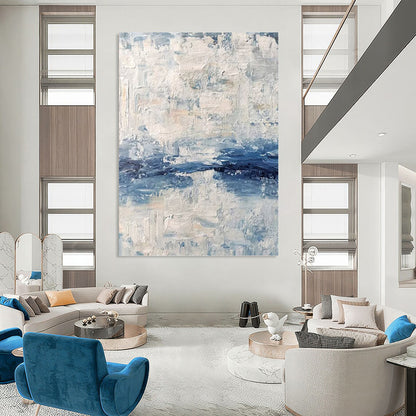 Supersized - Format Vertical Hand - Painted Textured Custom Abstract Madrigal, for Living Room and Entryway DKH1546