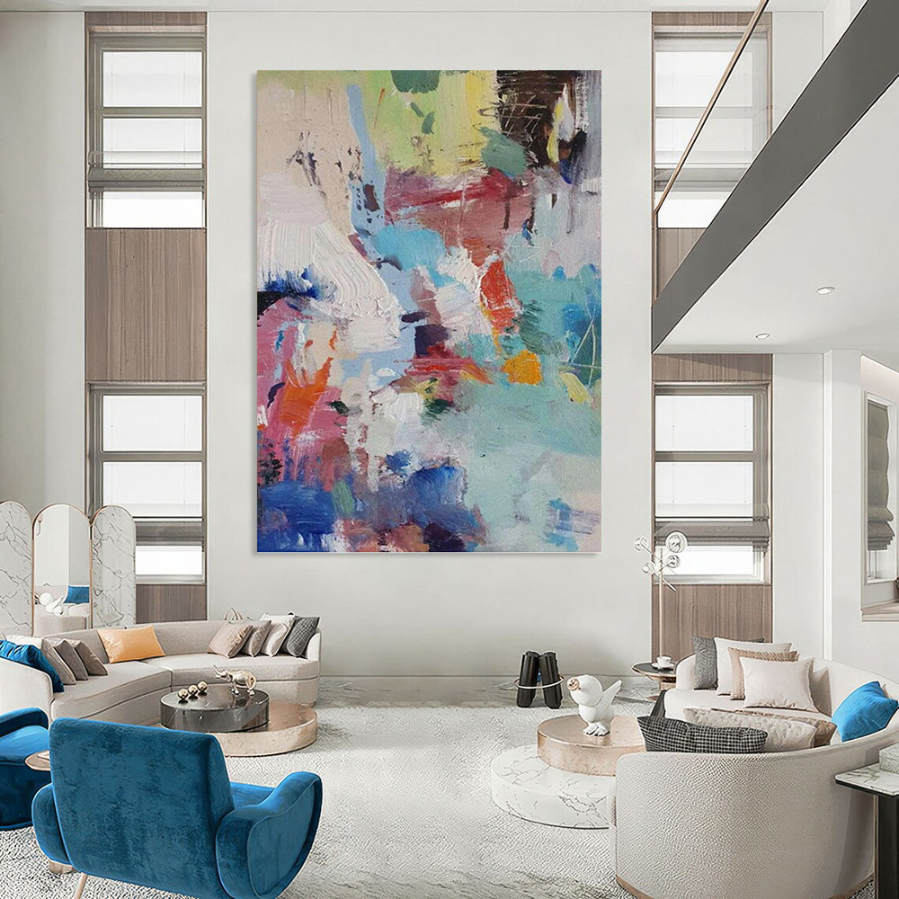 Monumental Vertical Hand - Painted Custom Abstract Marvel (with Galactic Textures) for Office and Hallway DKH1579