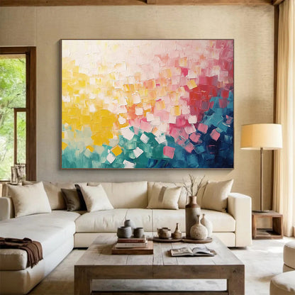 “Colorful Square Impasto” - Pointillist - Inspired Painting On Canvas HB0515