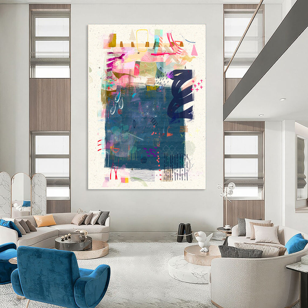 Large-Scale Custom Hand-Painted Abstract Art for Office & Bar LargeART1822