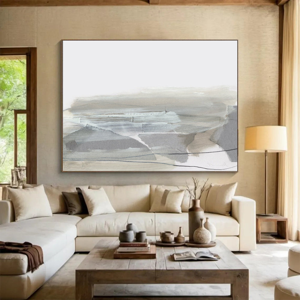 Minimalist Gray Landscape - Oversized Calm Office Art DLZ130