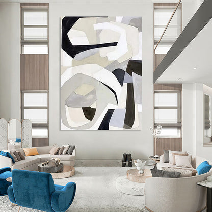 Creatively Curated Hand - Painted Textured Canvas Mural for Bar & Hotel Lobby DKH1141