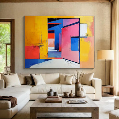 Vibrant Geometric Portal – Abstract Acrylic Architectural Space Painting HB1470