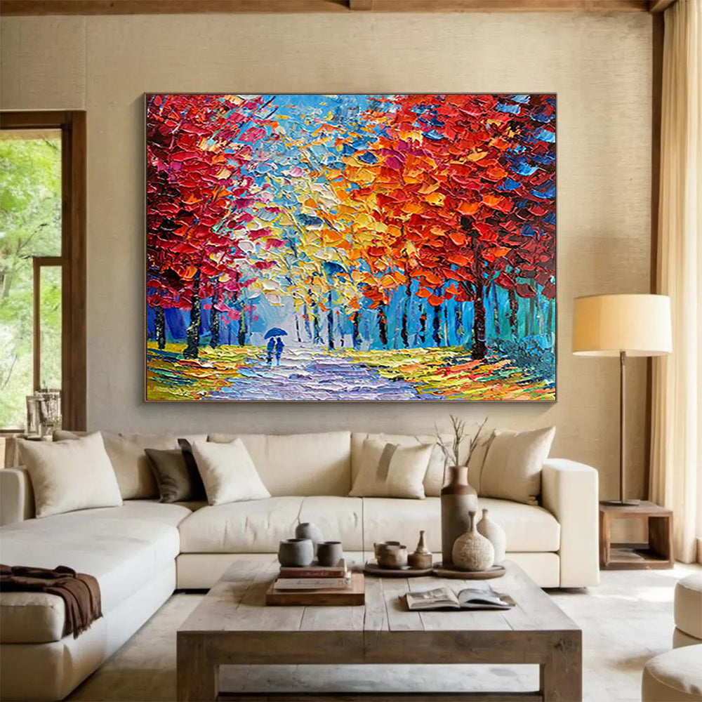 Colorful Autumn Forest Stroll - Romantic Living Room or Bedroom Art DLZ200