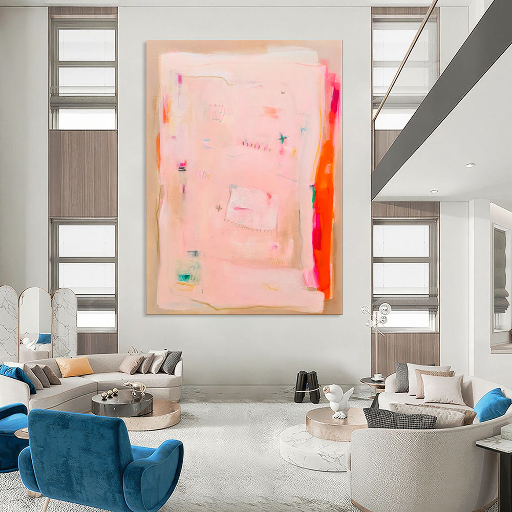 Custom Hand-Painted Abstract Mural for Living Room & Office LargeART1828