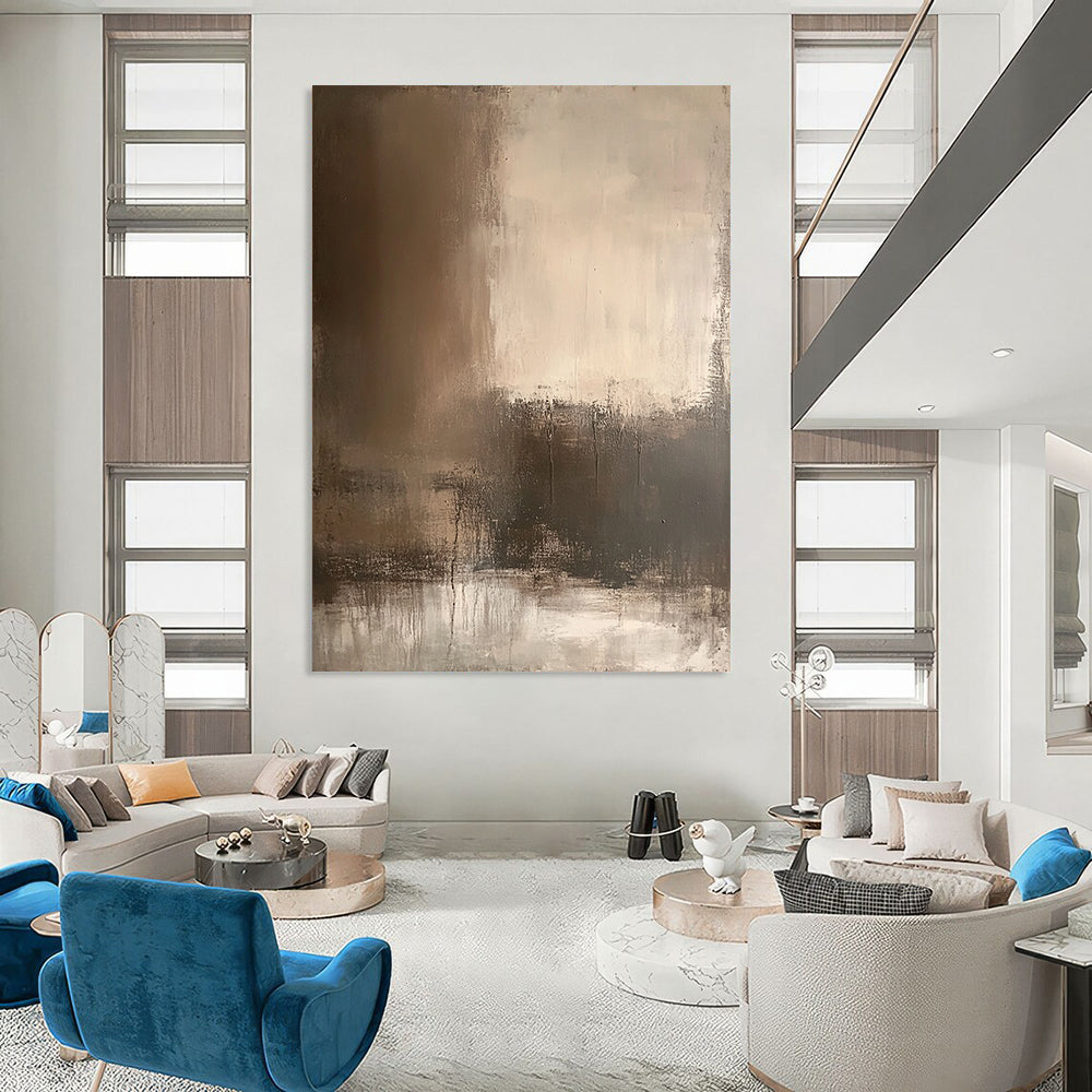 Contemporary abstract artwork featuring earthy tones and textured wall designs perfect for atmospheric backdrops and mixed media applications. DLZ1166