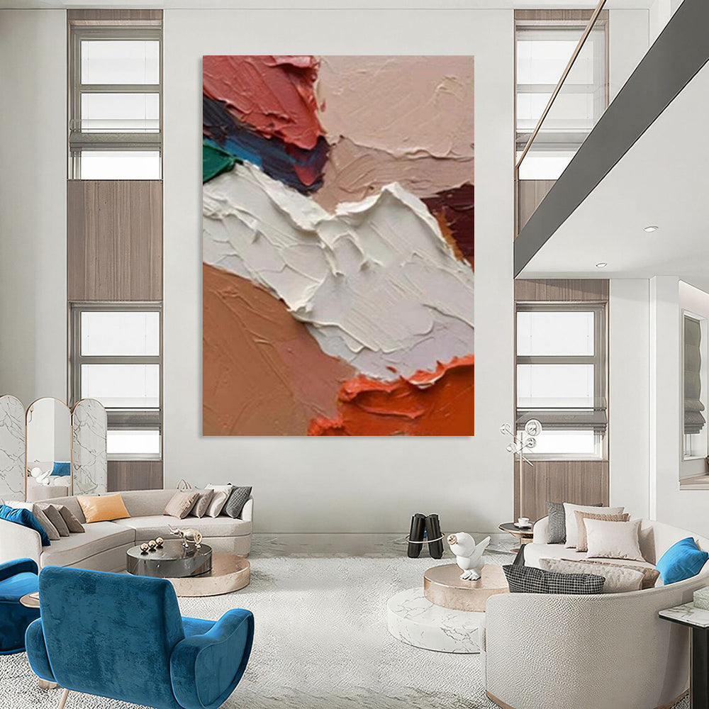 Custom Hand-Painted Abstract Paintings: Big Sizes & Textured Details for Living Room & Hallway DTP263