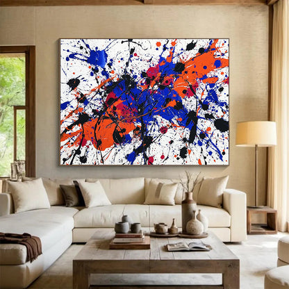 Splatter Abstract Expressionist - Dynamic Abstract Oil Painting On Canvas HB0484