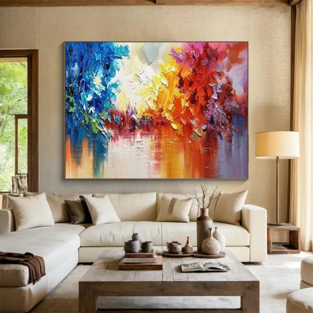 Colorful Abstract Forest Reflection - Vibrant Living Room or Office Art DLZ186