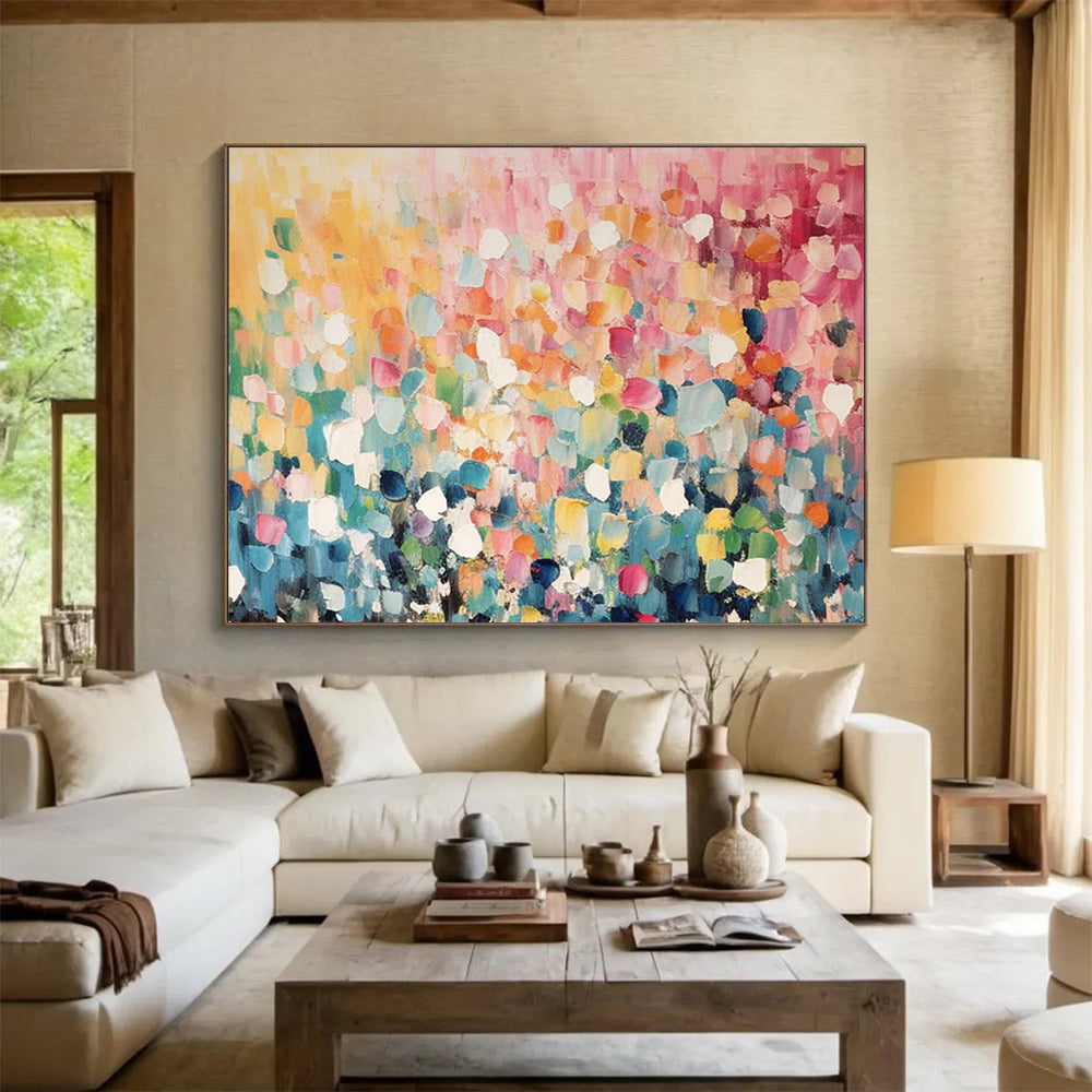 Colorful Dot - Matrix Abstract Art - Vibrant Living Room Centerpiece DLZ161