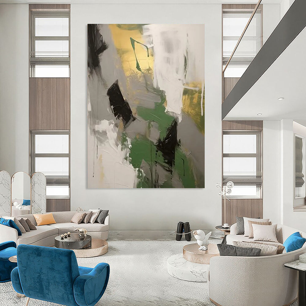 Frosted Ferns: Colossal Textured Custom Abstract Painting for Bedroom and Office DTP115