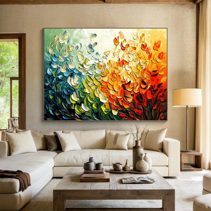 “Textured Floral Gradient” - Green, Orange, Blue, Textured Floral Gradient HB1142