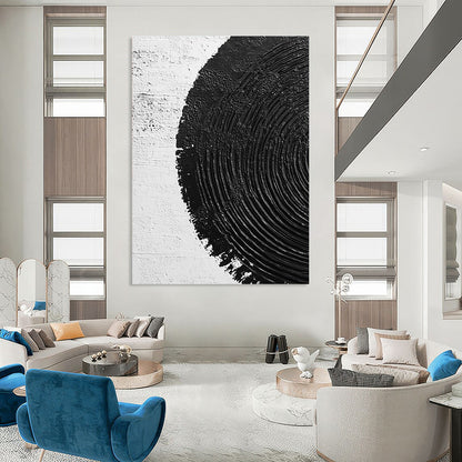 Contemporary abstract painting featuring textured circles and serene ripples, creating a calming visual experience on a pure white backdrop. DLZ1550
