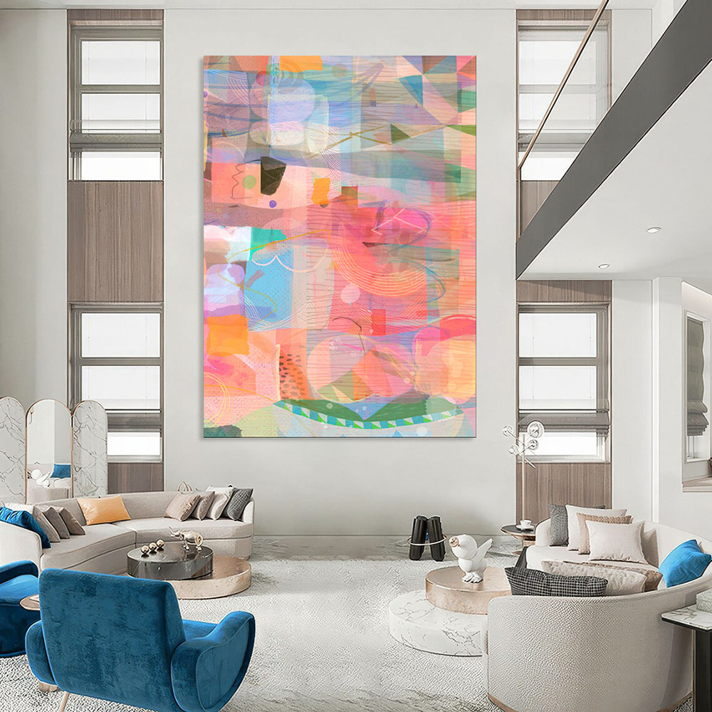 Custom Hand-Painted Abstract Mural for Living Room & Hotel LargeART1862