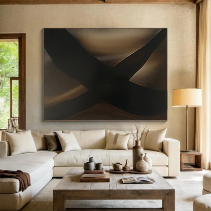 “Earthy Curves” - Brown, Black, Abstract Shapes - Acrylic Painting HB1476
