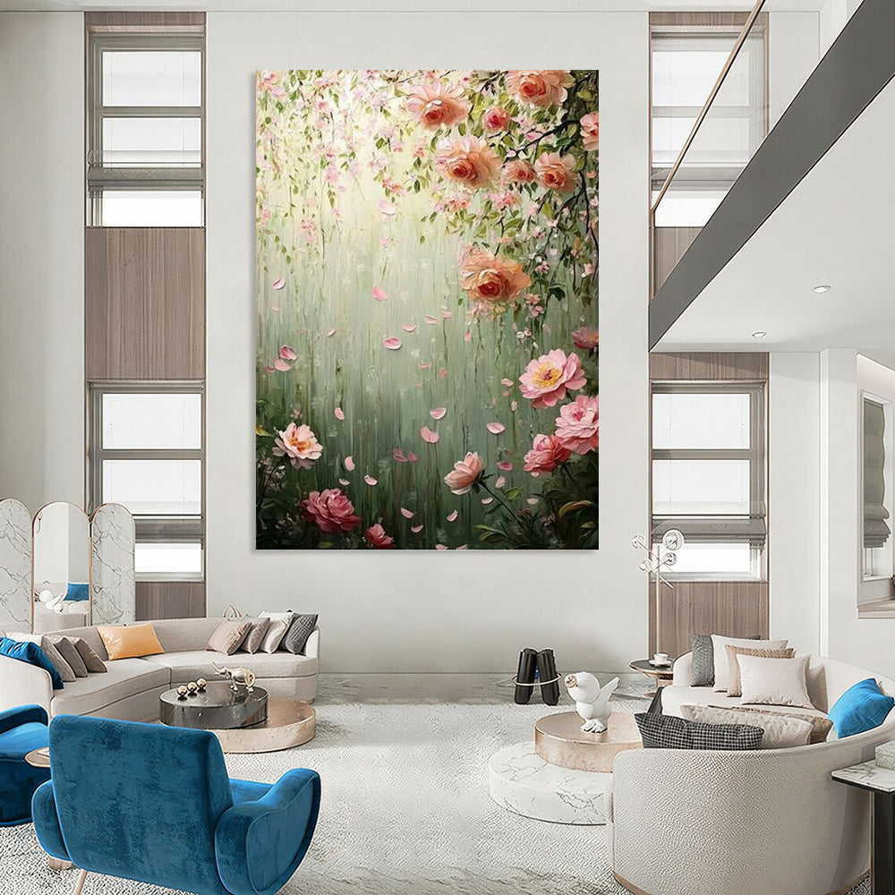 Impressive Vertical Hand - Painted Custom Abstract Tapestry (with Lush Textures) for Dining Room and Hotel Lobby DKH1553