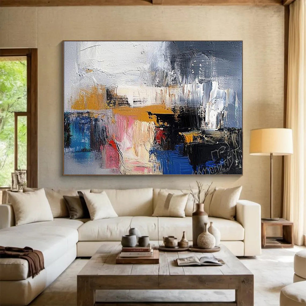 Colorful Abstract Layers "Urban Symphony" Painting On Canvas HB0415