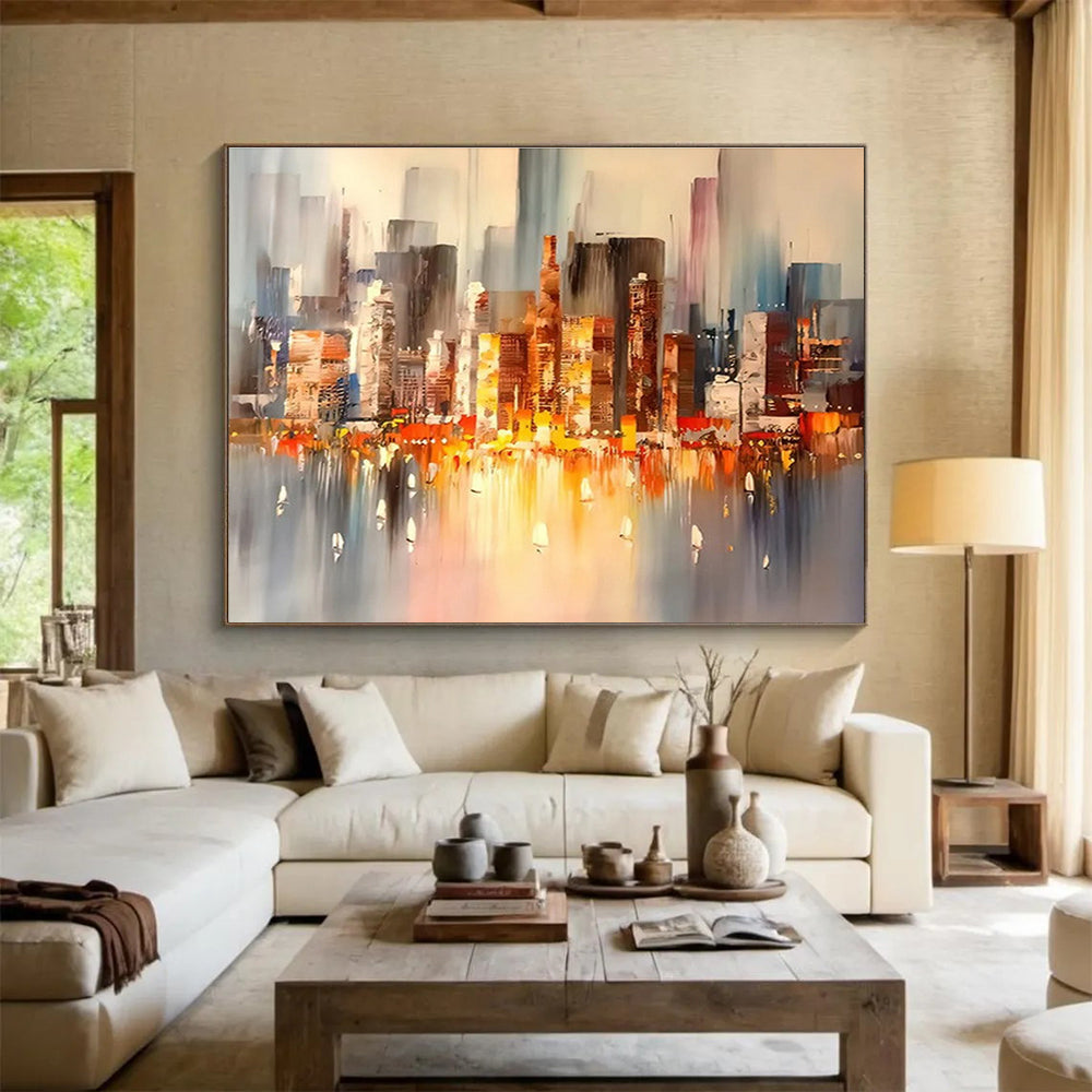 Statement - Making Large Abstract Canvas with Rich Textural Layers for Living Room & Office DKH899