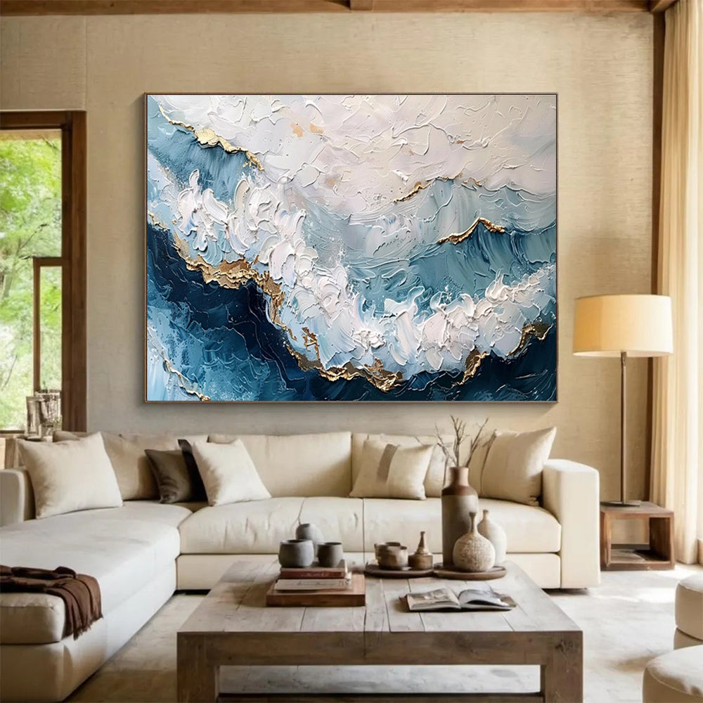 “Timeless Currents” Large - Sized Abstract Canvas for Bedroom & Dining Room DKH347