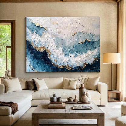 “Timeless Currents” Large - Sized Abstract Canvas for Bedroom & Dining Room DKH347