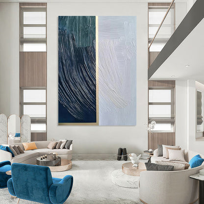 Contemporary hand-painted abstract artwork featuring vibrant colors and dynamic shapes creating an immersive visual experience for modern spaces. DLZ1763