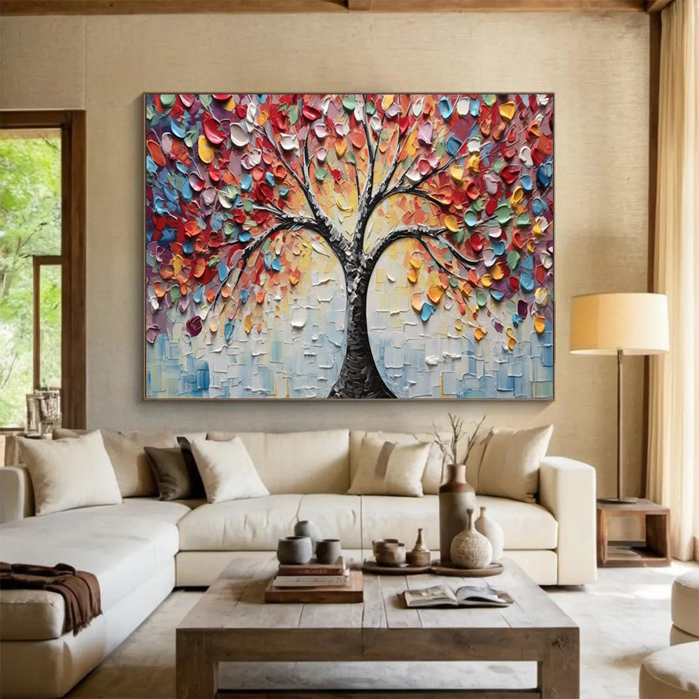 Colorful 3D Tree of Life - Vibrant Bedroom or Living Room Art DLZ169