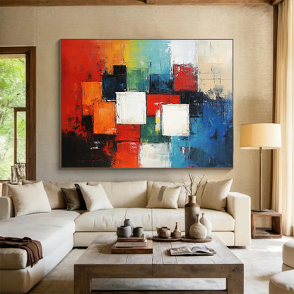“Colorful Cubist Blocks” - Red, Green, Blue, Abstract Cubist Blocks HB1134