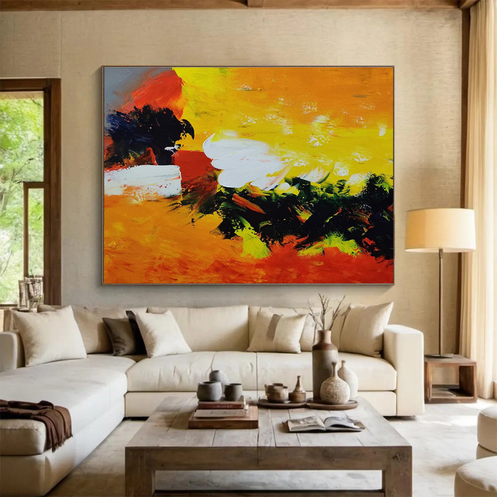 Bold & Radiant Hand - Painted Textured Abstract Painting for Bar & Office DKH652