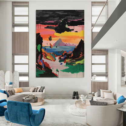 Azure Odyssey: Jumbo - Sized Hand - Painted Custom Abstract Painting for Office and Bedroom DTP107