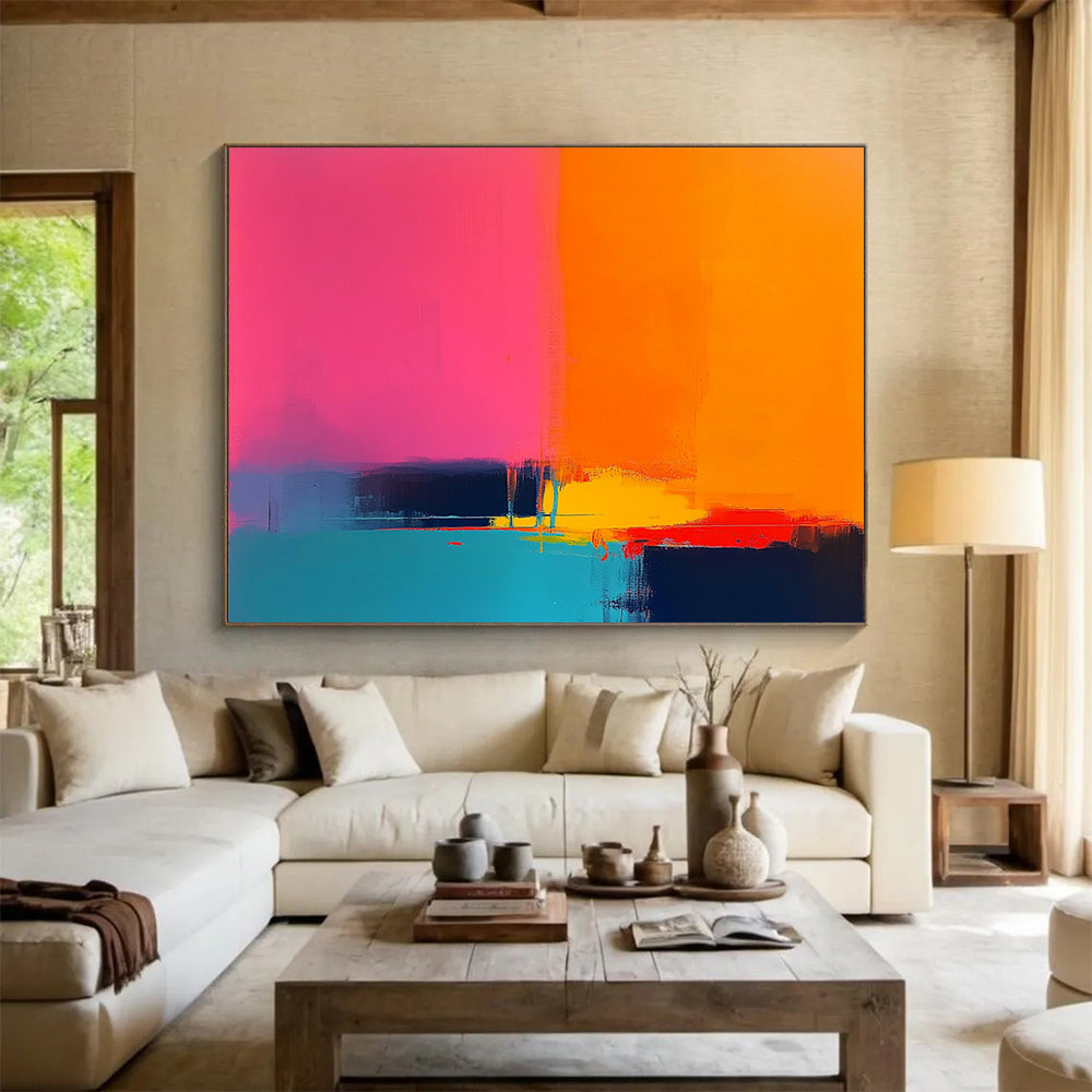 “Vibrant Color Field” - Pink, Orange, Blue, Yellow, Purple, Color Blocks - Painting On Canvas HB1437