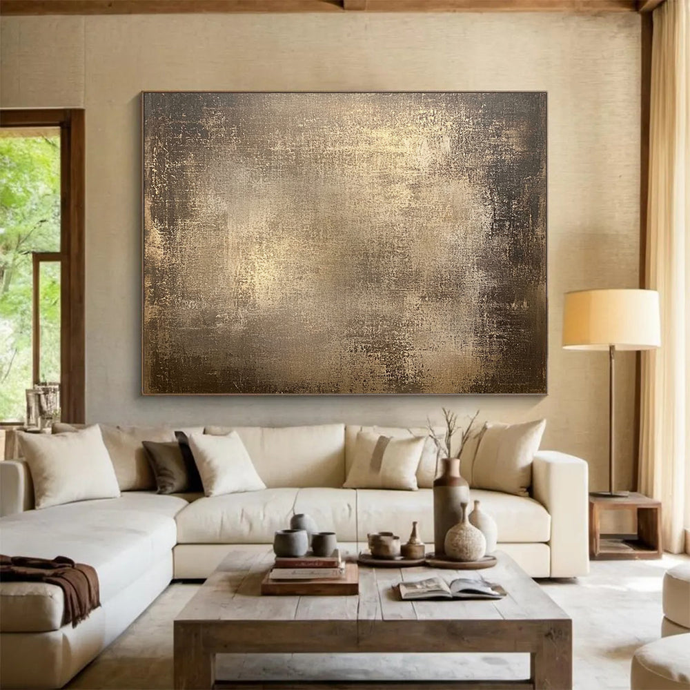 “Bronze - Toned Textured Canvas” - Shades of Brown, Metallic Gold, Abstract Grunge - Acrylic Painting HB1616