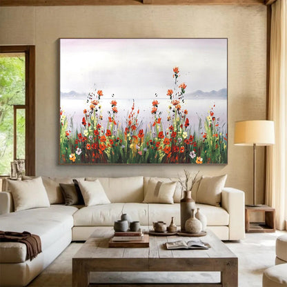 Wildflower Meadow by the Lake - Whimsical Living Room or Bedroom Decor DLZ189