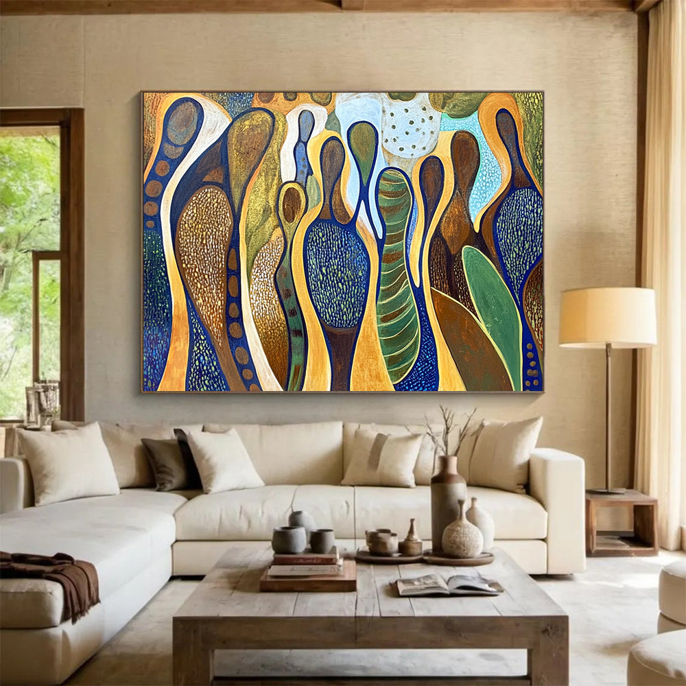 “Organic Shape Abstract” - Earthy Colors, Organic Forms - Painting On Canvas HB1411