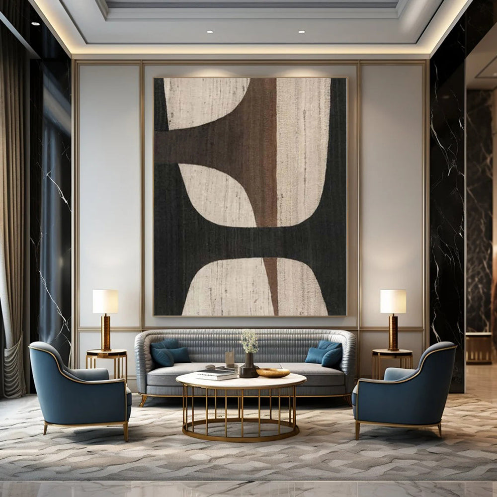 Immense Abstract Canvas for Living Room Bay Windows - Hand-Painted Resin