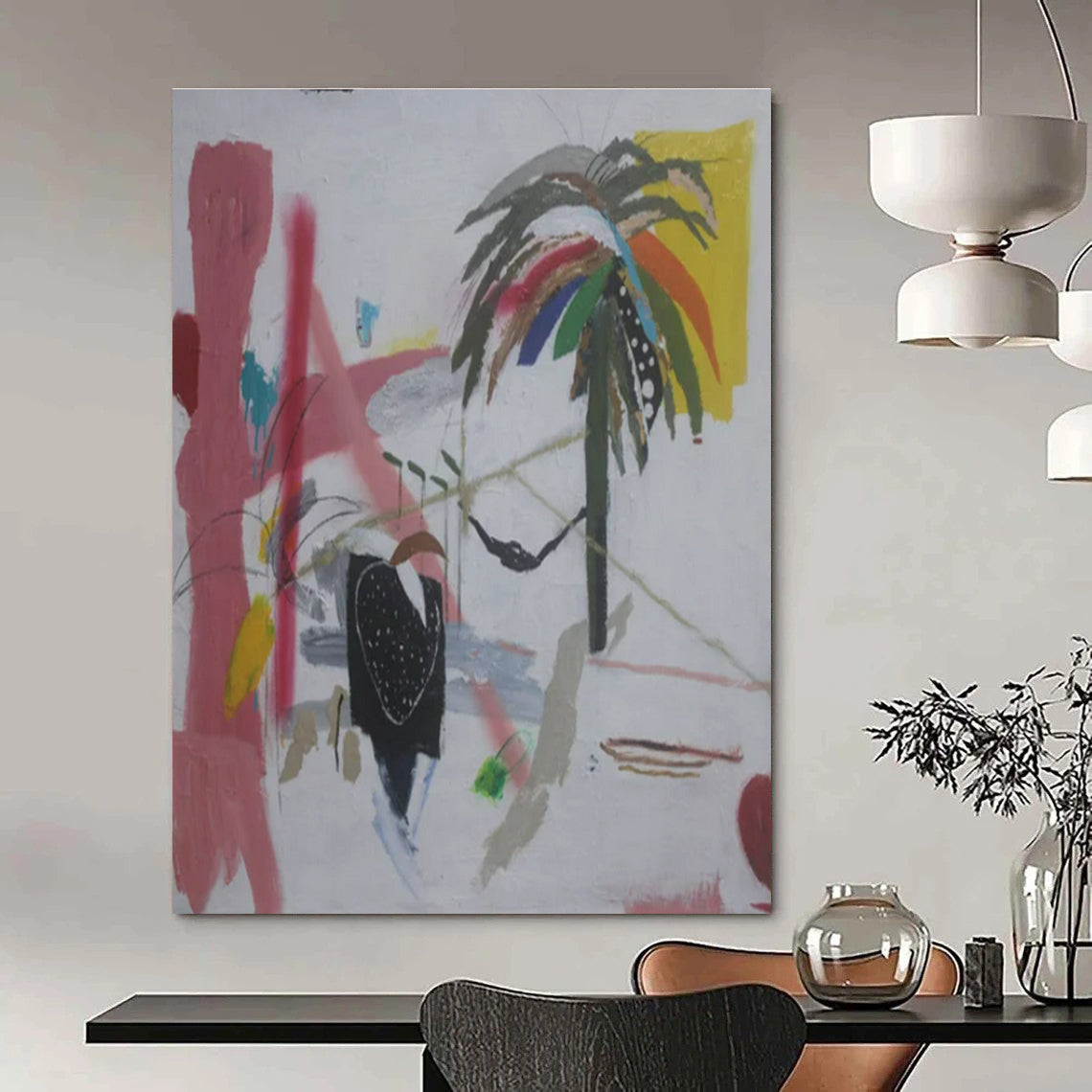 Custom Hand-Painted Abstract Canvas for Bedroom & Hallway